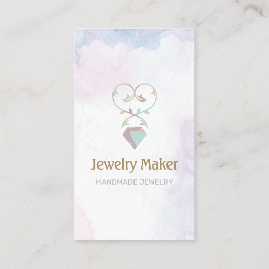 ジュエリーメーカーネックレスウォーターカラービジネスカード 名刺 (裏面)