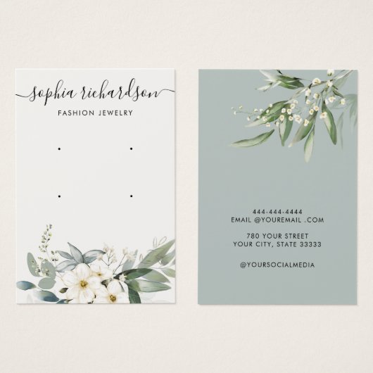 ジュエリーモダンボホフラワーズイヤリングディスプレイカード (正面&裏面)