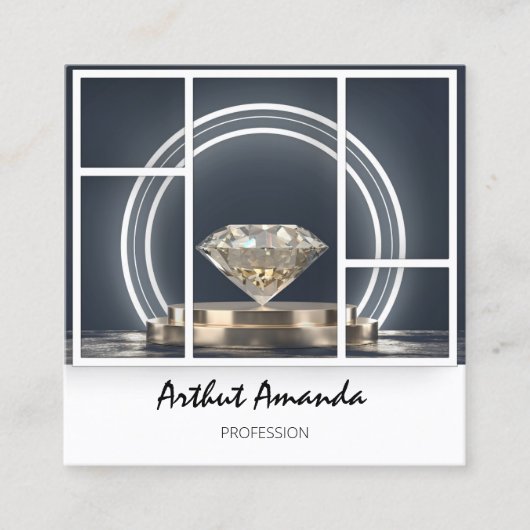 ジュエリーラグジュアリーグッズカスタムブティックロゴダイヤモンド スクエア名刺 (正面)