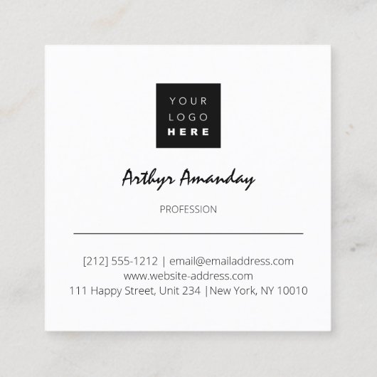 ジュエリーラグジュアリーグッズカスタムブティックロゴダイヤモンド スクエア名刺 (裏面)