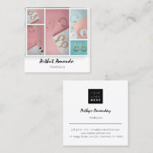 ジュエリーラグジュアリーグッズ真珠バラピンクホワイトフレーム スクエア名刺 (正面/裏面)