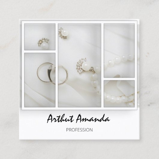 ジュエリーラグジュアリーグッズ真珠金ゴールドホワイトVIP スクエア名刺 (正面)