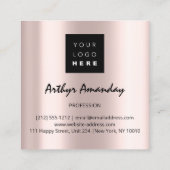 ジュエリーラグジュアリー金ゴールドパールバラピンクフォトフレーム スクエア名刺 (裏面)