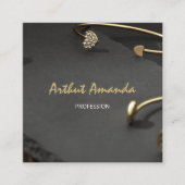 ジュエリーラグジュアリー金ゴールドモダンブラックピンク写真 スクエア名刺 (正面)