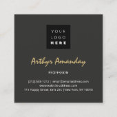 ジュエリーラグジュアリー金ゴールドモダンブラックピンク写真 スクエア名刺 (裏面)