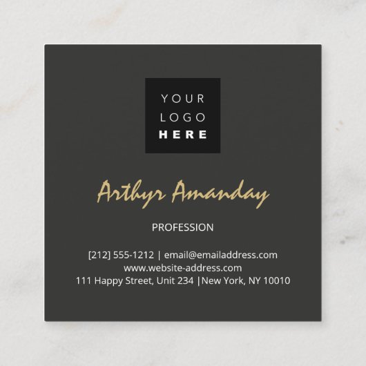 ジュエリーラグジュアリー金ゴールドモダンブラックピンク写真 スクエア名刺 (裏面)