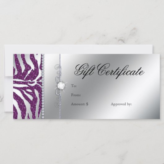 ジュエリーラックカードゼブラパープルスパークルシルバー (正面)