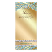 ジュエリーラックカードティール（緑がかった色）金ゴールドスパークル ラックカード (裏面)