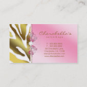 ジュエリーレトロ名刺ゼブラピンク金ゴールド 名刺 (裏面)