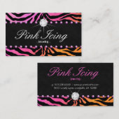 ジュエリー名刺ゼブラパープルドットオレンジピンク 名刺 (正面/裏面)