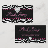 ジュエリー名刺ゼブラピンクドットハート 名刺 (正面/裏面)