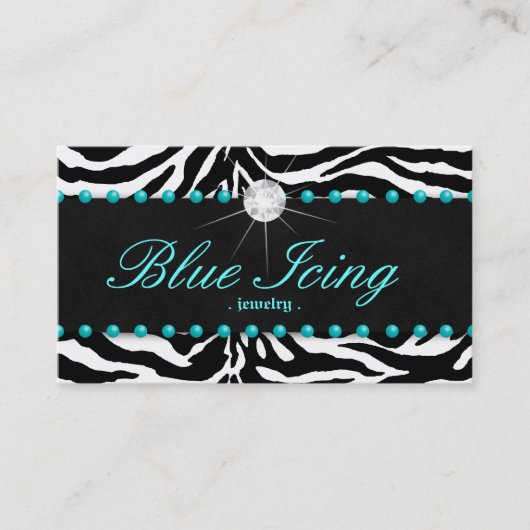 ジュエリー名刺ゼブラーブルードットダイヤモンド 名刺 (正面)