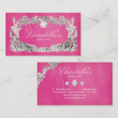 ジュエリー名刺フローラピンクシルバーダイヤ 名刺 (正面/裏面)