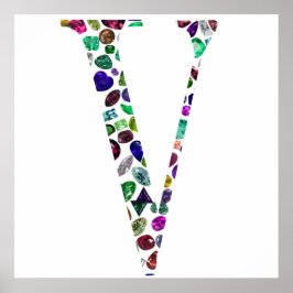 ジュエリー宝石モノグラムレターV ポスター