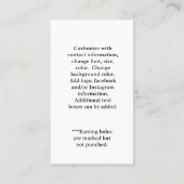 ジュエリー業務用イヤリングカード。キャンカスタマイズ。 名刺 (裏面)