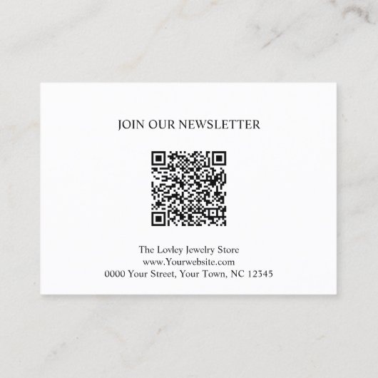 ジュエリー気にカードあなたのロゴQRコードを追加 名刺 (裏面)