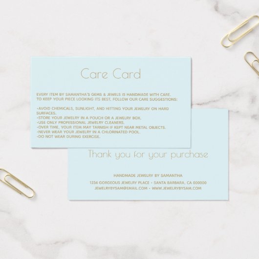 ジュエリー気にカードの指示（青） (オフィス)