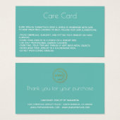 ジュエリー気にカードの説明とロゴティール（緑がかった色） (正面&裏面)