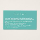 ジュエリー気にカードの説明とロゴティール（緑がかった色） (正面)