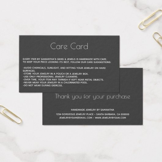 ジュエリー気にカードの説明（ロゴ付きグレー） (オフィス)
