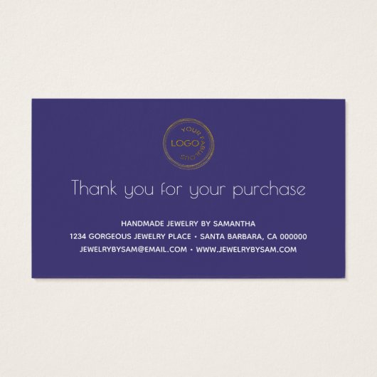 ジュエリー気にカードの説明(ロゴ付き) (裏面)