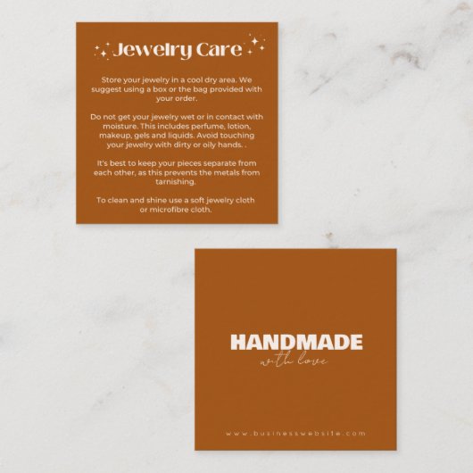 ジュエリー気にカード、注文の挿入、指示気に書 スクエア名刺 (正面/裏面)