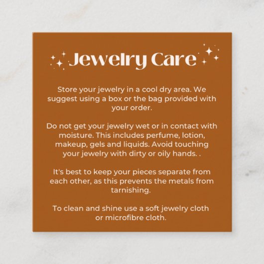 ジュエリー気にカード、注文の挿入、指示気に書 スクエア名刺 (正面)