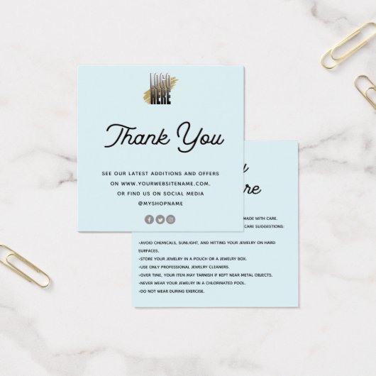 ジュエリー気にカードThank You with logo Blue (オフィス)