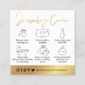 ジュエリー気にガイドホワイト&金ゴールドスクリプトロゴカード スクエア名刺 (正面)