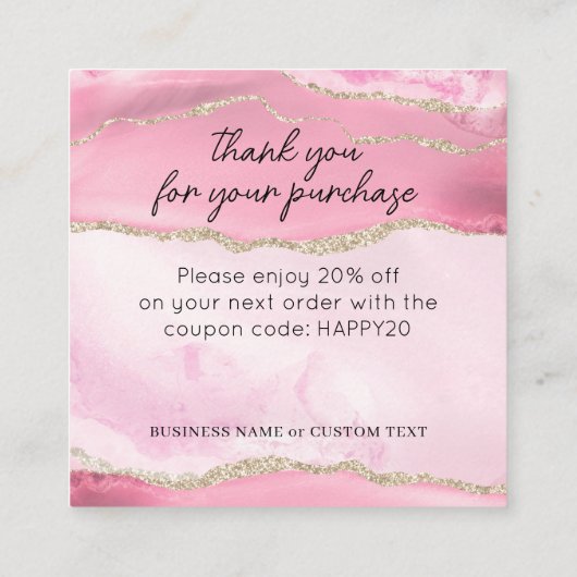 ジュエリー気にサンキューピンク金ゴールドアゲートビジネス エンクロージャーカード (裏面)