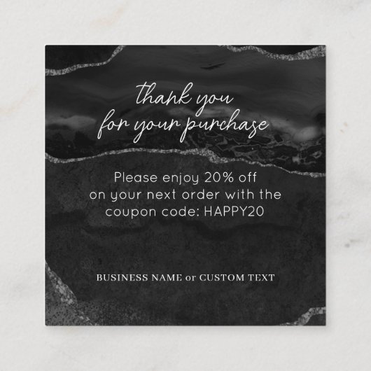 ジュエリー気にサンキューブラックシルバーアゲートビジネス エンクロージャーカード (裏面)