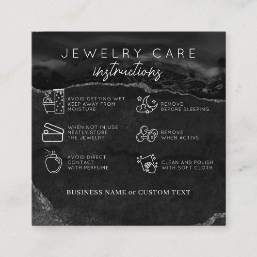 ジュエリー気にサンキューブラックシルバーアゲートビジネス エンクロージャーカード (正面)