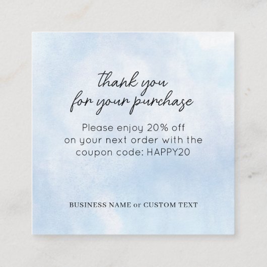 ジュエリー気にサンキューブルーウォーターカラービジネス エンクロージャーカード (裏面)