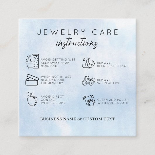 ジュエリー気にサンキューブルーウォーターカラービジネス エンクロージャーカード (正面)