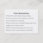 ジュエリー気にホワイトシックなスクリプトサンキューカード 名刺 (裏面)