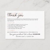 ジュエリー気に指示Thank You Order Business エンクロージャーカード (裏面)