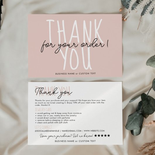 ジュエリー気に指示Thank You Order Business エンクロージャーカード
