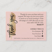 ジュエリー気に金ゴールドグリッタースクリプトサンキューカード 名刺 (正面)