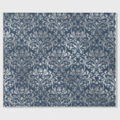 ジュエリー王室のオーナメントダマスクブルーネイビーシルバー ラッピングペーパー (フラット)
