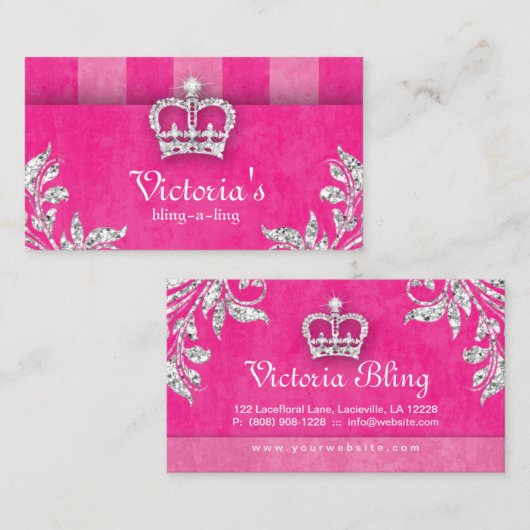 ジュエリー葉クラウンピンク 名刺 (正面/裏面)