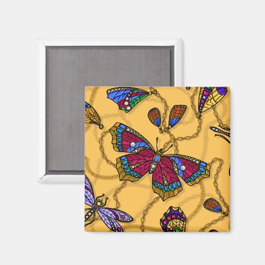 ジュエリー蝶と黄色のトンボ マグネット (正面/裏面)