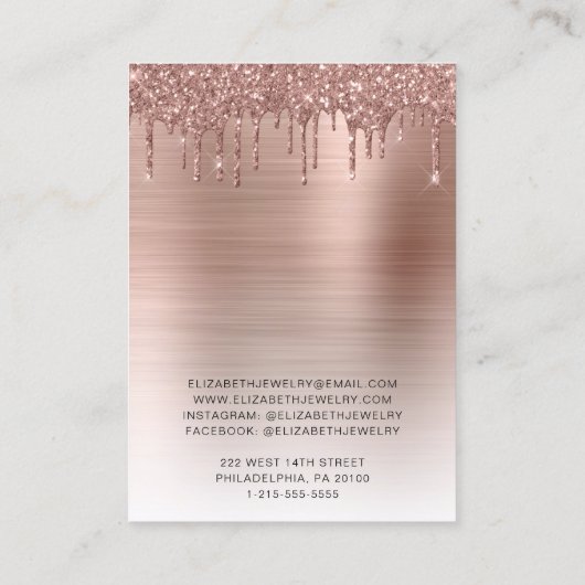 ジュエリー表示バラ金ゴールドグリッター 名刺 (裏面)