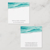 ジュエリー表示銀グリッターティール（緑がかった色）ゲート スクエア名刺 (正面/裏面)