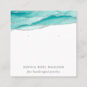 ジュエリー表示銀グリッターティール（緑がかった色）ゲート スクエア名刺 (正面)