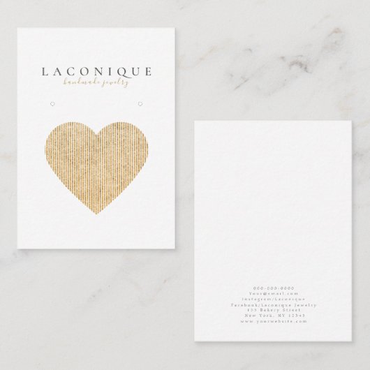 ジュエリー表示 |ニュートラル |金ゴールドハート 名刺 (正面/裏面)