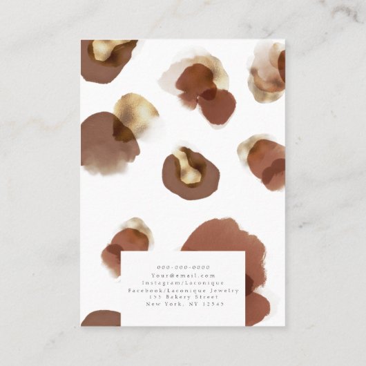 ジュエリー表示 | Leopard print |水彩 名刺 (裏面)