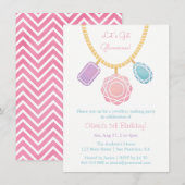ジュエリー製作かわいらしの少女誕生パーティー 招待状 (正面/裏面)