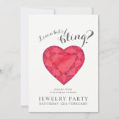 ジュエリー パーティーの招待状 ルビーレッドの愛の輝き 招待状 (正面)