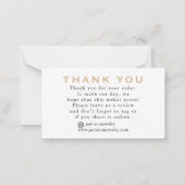 ジュエリーBY個人名ブランド金ゴールドサンキューカード ノートカード (裏面)