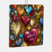 ジュエルお洒落トナカラフルードハートクリスマス セラミックオーナメント (右)